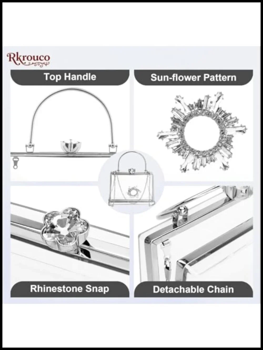 Clear Acrylic Clutch Handbag with Removable Chain Strap